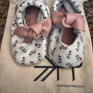 Freshly Picked Baby Moccasins with Minnie Mouse and Pink Bow